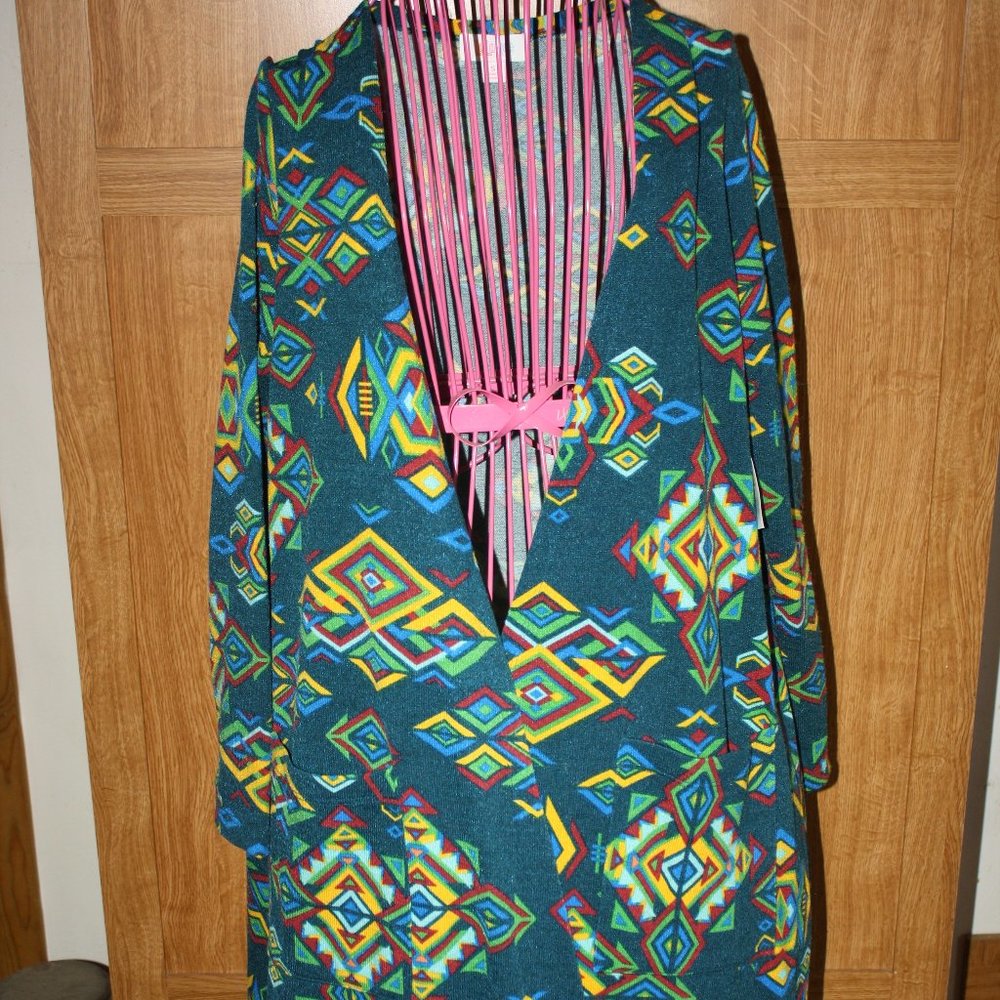 LuLaRoe Sarah Multi-Color Aztec Print Cardigan/Duster